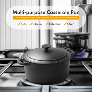 Casserole <span class=keywords><strong>en</strong></span> <span class=keywords><strong>fonte</strong></span> de <span class=keywords><strong>grande</strong></span> capacité pour la cuisine, faitout, <span class=keywords><strong>cocotte</strong></span>, four hollandais pour mijoter, faire bouillir des soupes et rôtir - Product Image 2