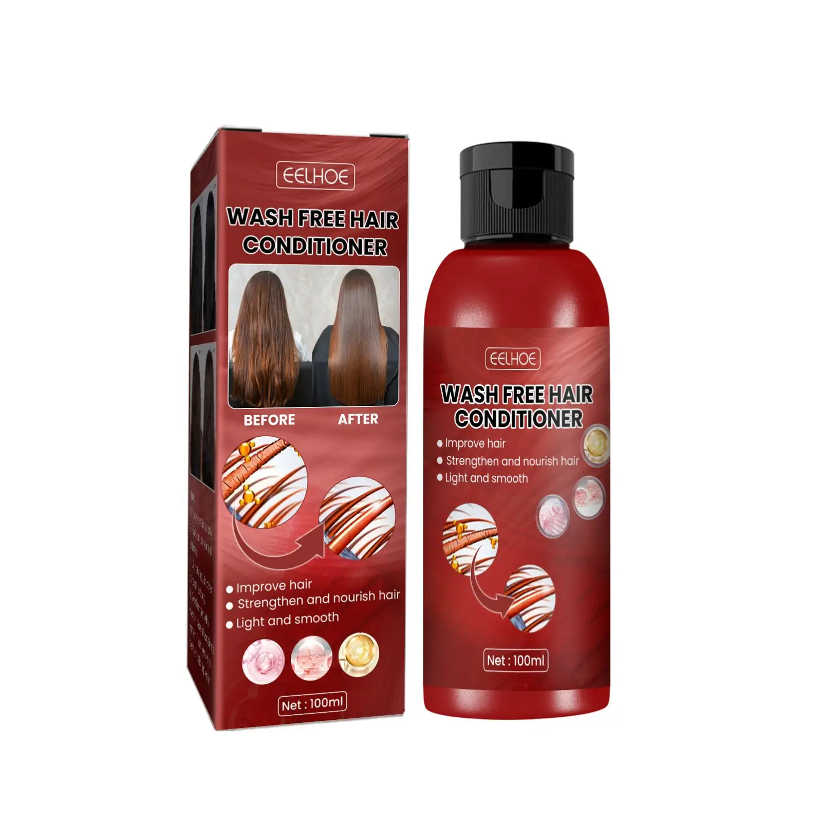 Eelhoe 100ml private label liso nutrir óleo de cabelo sulfato lavagem livre condicionador óleo de argan de cabelo encaracolado condicionador