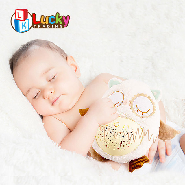 Lucky Toys Sleeping Toy Baby Musical Animal for Hug Owl Sleep Aid Projection Plush Baby Soft Toy Music