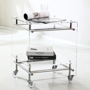 Acrylic Storage Cart With <b>Wheels</b> Multi Tier Shelf Transparent Side Table For Living Room Bedroom Modern Design - Product Image 1