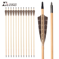 Flèches en bois traditionnelles Elong Outdoor pour la chasse, en plumes de dinde, 30, 32 et 34 pouces