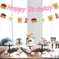 Spanduk dan Garland Ulang Tahun Pink Brunch Bahan Karton untuk Pesta Spanduk Ulang Tahun Garland