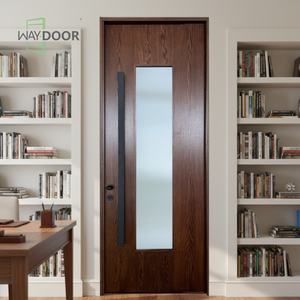 Portes d'entrée en bois de chêne acajou insonorisées originales modernes avec vitrage pour maisons, chambre à coucher, portes intérieures en bois massif simples - Product Image 1