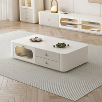 Table basse moderne en bois réglable style bonhomme de neige crème pour salon en appartements de petite taille - Mobilier de maison
