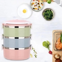 Boîte à lunch en plastique empilable en acier inoxydable Boîte à bento Ensemble de récipients alimentaires thermiques pour adulte