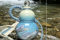 Bouteille en verre sodocalcique de 500 ml en forme de gourde, motif paysage montagneux, dégradé de couleurs, pour boissons, vente en gros directe usine