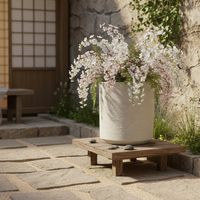 Pots de plantes ronds de haute qualité, robustes, en gypse texturé, grands pots de jardin d'extérieur en plastique pour arbres, décoration de la maison