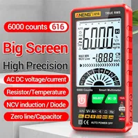 Multimètre numérique intelligent ANENG 616, 6000 points de lecture True RMS, testeur de tension AC/DC à sélection automatique avec NCV et mesure de température.