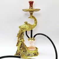 Chicha en résine en forme de paon, créative, avec sortie de fumée arrière, de qualité supérieure, de luxe léger, style bohème, décoration artistique européenne, ensemble de chicha