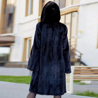 Elegante lange echte Nerz Damen mantel Luxuriöse natürliche Farbe Kapuze Casual Winter Oberbekleidung mit Polyester Futter