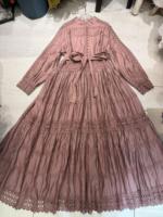 Robe longue vintage pour femme, manches lanternes, dentelle à volants, taille cintrée, version longue, robes de soirée pour femme