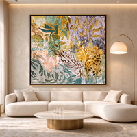 Peinture murale florale abstraite, art floral, peinture acrylique, fleurs colorées, peinture impressionniste de jardin, grande toile texturée à l'huile