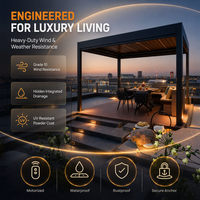 Kit de pergola motorisée, toit à lamelles en aluminium imperméable, pare-soleil bioclimatique durable pour l'extérieur