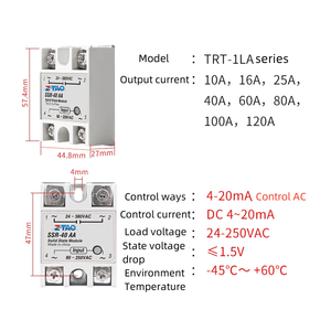 <span class=keywords><strong>SSR</strong></span>-40LA単相電流4-20mA ~ AC 40A 250VACソリッドステート電圧レギュレータ40LA <span class=keywords><strong>SSR</strong></span> - Product Image 4