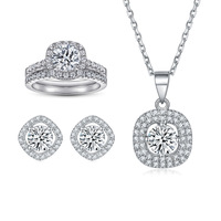 Ensemble de bijoux raffinés en argent sterling 925 avec zircone, logo de marque personnalisé, bijoux fins de luxe