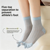 Chaussettes cinq doigts en soie de mûrier 200N pour femme, fines, sans couture, à bout fendu, couleur unie, printemps/été