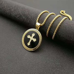 yunnique Stainless Steel Gold Plated <b>Cross</b> Pendant Necklace With Micro Inlaid Zircon For Men And Women Fashion Jewelry - Product Image 3
