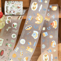 1 Gulungan Pita Perekat dengan Motif Roti dan Jeruk serta Gula Ringan, Bahan Latar Belakang Stasiun Pengisian Bahan Bakar untuk Dekorasi Bullet Journal dan Kolase