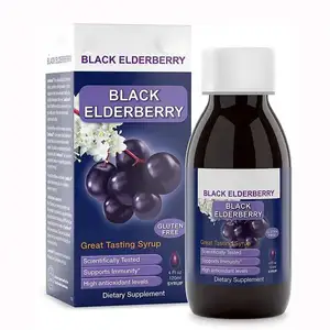 Suplemen Herbal Sirup Elderberry Kekebalan Tubuh dengan Seng Echinacea dan Vitamin C