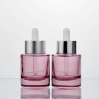 Flacon compte-gouttes de sérum en verre rose écologique de luxe de 30ml bouchon à vis personnalisé huile essentielle conteneur vide nouveau élégant