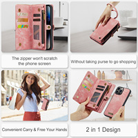 Étui de téléphone multifonctionnel CaseMe en PU+TPU, résistant aux chocs et à l'eau, avec sangle de poignet pour 16 Pro Max S24 Ultra Note 20 Ultra