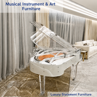 Piano à queue transparent haut de gamme en acrylique cristallin de luxe avec planche sonore en bois massif pour concerts professionnels et décoration de villa