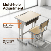 Ensemble bureau et chaise d'étudiant réglables en hauteur, ergonomique, pour salle de classe, mobilier scolaire, table et chaise avec structure métallique
