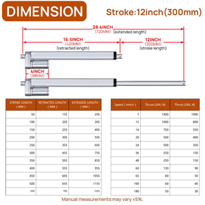1000n dc 12v חשמלי עמיד למים רעש נמוך זרם ליניארי 50 מ "מ-350 מ" מ מכה חזק ליניארי תנועה - Product Image 2
