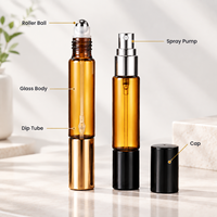 Flacon pulvérisateur vide à double embout rechargeable avec logo personnalisé, emballage cosmétique en verre à bille roulante, vente en gros OEM