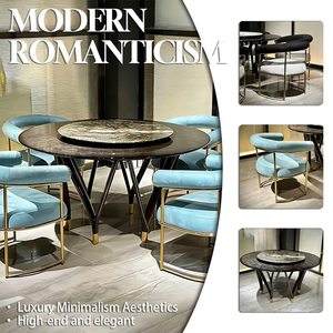 Muebles Duraderos para Comedor, Mesa de Comedor de Mármol para 6 Personas, Mesa de Comedor Redonda Moderna Giratoria - Product Image 2
