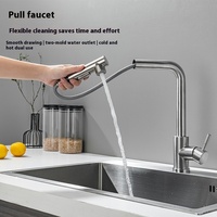 Robinet de cuisine moderne en acier inoxydable rehausseur télescopique anti-éclaboussures produit ménager transfrontalier chaud et froid