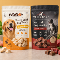 Sachets d'emballage pour friandises pour animaux de compagnie lyophilisées, pochettes personnalisées à fermeture éclair pour les collations de chiens et de chats