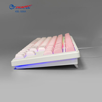 Keyboard USB Berkabel Baru Warna Pink Gradasi Portabel Nyaman Ergo 87-Tombol LED Backlit Karakter Terukir untuk Kantor Gaming Laptop Desktop
