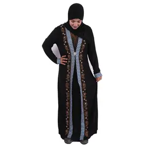 2022 Latest Design Long Sleeve Front Open Traditional Eid Muslim Abaya Dubai Ethnic Clothing