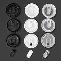 Vente en gros de couvercles de gobelets à café jetables écologiques en plastique PP noir, blanc, transparent 80/90 mm avec bouchon pour boissons chaudes/froides