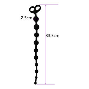 พลาสติกเร้าอารมณ์สาวยาวพิเศษซิลิโคนเกย์ของเล่นหางก้นเสียบหลอดAnalลูกปัดสิบลูกปัดสีดําAnal Plug - Product Image 6