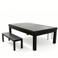 Table de billard extérieure en alliage d'aluminium de 8 pieds, tissu de billard imperméable et ardoise pour jardin extérieur