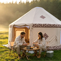 Tente yourte sphérique gonflable automatique, abri de glamping à 4 couches, grand dôme pour observer les étoiles avec coque en Oxford et sol enduit de revêtement anti-coupe