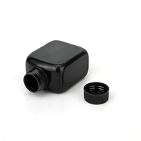 Flacon de stockage carré en PEHD noir de 130 cc avec petite ouverture, flacon en plastique pour shampoing, sérum capillaire, gel douche, sous-conditionnement