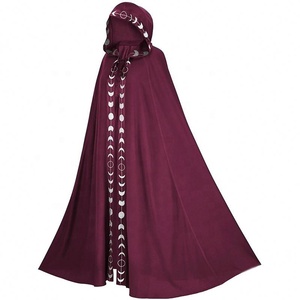 Mantello con Cappuccio Unisex con Stampa Fasi Lunari, Cappa Lunga in Stile Medievale Rinascimentale - Product Image 3