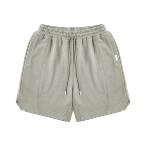 <span class=keywords><strong>Short</strong></span> d'été taille moyenne basique pour homme, coupe ample, pantalon à cordon, tricot épais, teint uni, 100% coton - Product Image 4