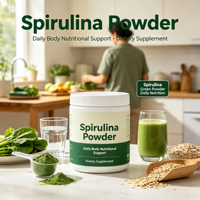 Poudre de spiruline pure, ingrédient naturel de complément nutritionnel vert, certifié Halal et FSSC, durée de conservation de 24 mois