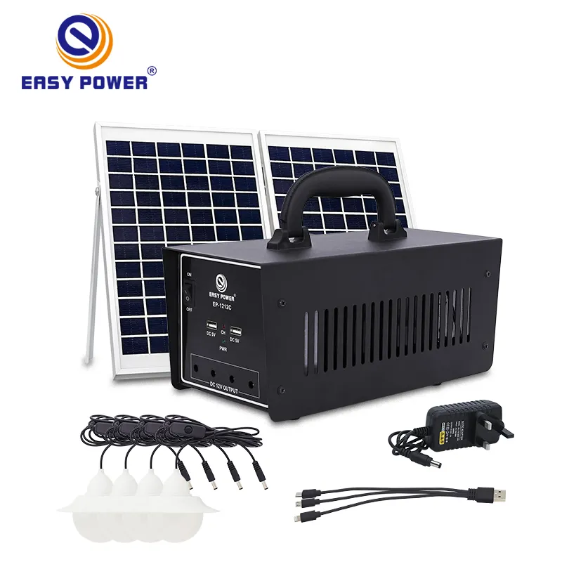 Pembangkit listrik tenaga surya, Camping tahan air Solar Portable Power Station Generator sistem pencahayaan surya baterai asam timbal