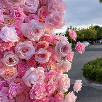 8ft X 8ft Seide künstliche rosa Rose Blumen wand Luxus dekorative Blumen wand Hintergrund