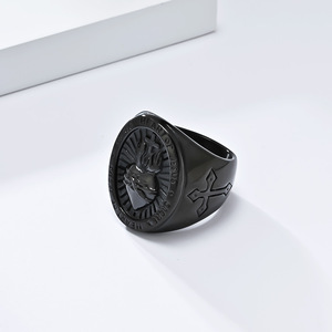 Sacré-Cœur de Jésus Chevalière Catholique Churt Bijoux En Or Corazon Sagrado Anneaux Hommes Bague En Acier Inoxydable - Product Image 5