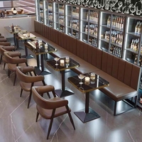 Ensemble de mobilier de restaurant XY : Chaises et tables à structure métallique, canapé en cuir – Idéal pour projets de restaurants, cafés, bars, restaurants de hamburgers, KTV et clubs.