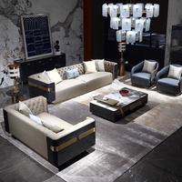 Ensemble de canapés de chambre à coucher en ligne droite, style luxe léger chinois, amovible - Grand mobilier haut de gamme