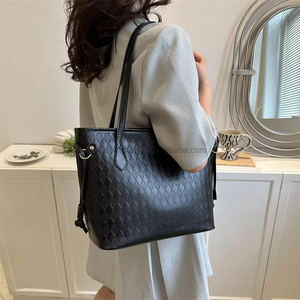 New Arrival Large Capacity <b>Tote</b> Shoulder Bag PU <b>Zip</b> Closure Casual Large Capacity <b>Tote</b> Bag Stylist Rhombic Handbag for Women - Product Image 3