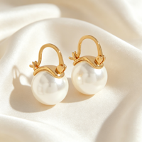 Boucles d'oreilles créoles tendance en argent sterling S925 plaqué or jaune avec perles de luxe en oxyde de zirconium blanc AAA pour femme