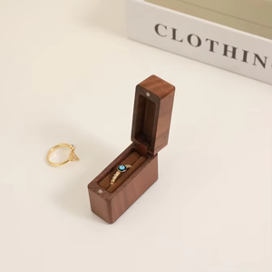 EQ <b>Small</b> Solid Walnut Wood Jewelry <b>Box</b> Magnetic Snap Closure-Scratch Resistant Travel-Friendly <b>Gift</b> for Rings Earrings Necklaces - Product Image 3